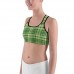 Plaid and Checkered Sports Bra, Green with Yellow Stripes for St Pattys Day