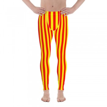 Yellow and Red Striped Men's Leggings