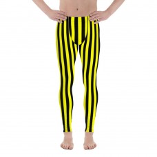 Black and Yellow Striped Men's Leggings