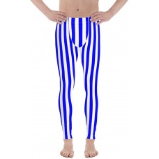 Blue and White Striped Men's Leggings
