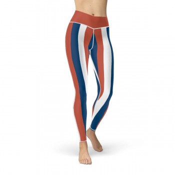 Blue, Red and White Vertical Striped Leggings (Serbia)