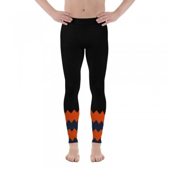 Black Football Leggings with Chicago Football Team Colors in Zig Zag 
