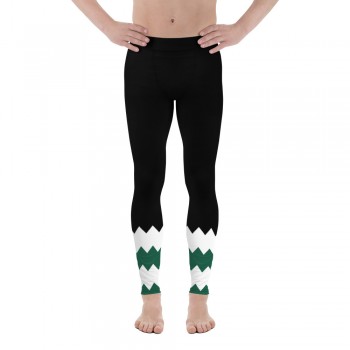 Black Football Leggings with New York A Football Team Colors in Zig Zag 