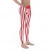 Red and White Vertical Striped Men's Leggings (Denmark)
