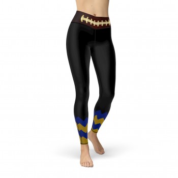 Black Baltimore Football Leggings with Baltimore Football Team Colors in Zig Zag