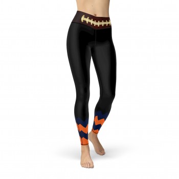 Black Chicago Football Leggings with Chicago Football Team Colors in Zig Zag