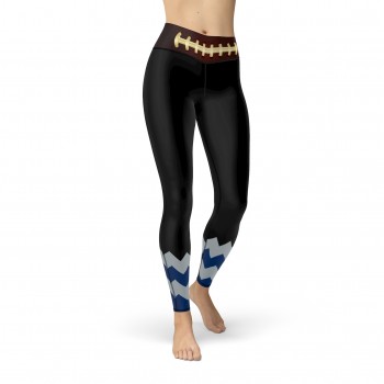 Black Indianapolis Football Leggings with Indianapolis Football Team Colors in Zig Zag