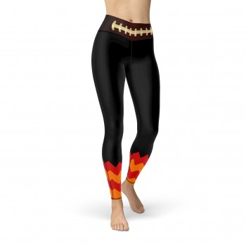 Black Tampa Bay Football Leggings with Tampa Bay Football Team Colors in Zig Zag