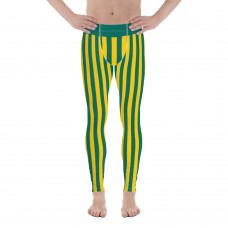Green and Yellow Vertical Striped Men's Leggings (Australia)