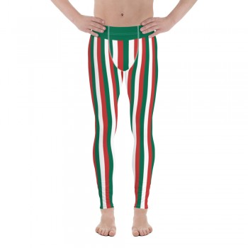 Green, Red and White Vertical Striped Men's Leggings (Mexico)