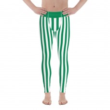 Green and White Vertical Striped Men's Leggings (Nigeria)