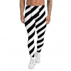 Black and White Running Stripes Men's Leggings