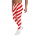 Red and White Running Stripes Men's Leggings