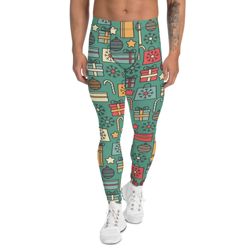 Fantasi mosaik Tæl op Men's Christmas Candy and Presents Pattern Printed Leggings Meggings Tights  Compression Pants